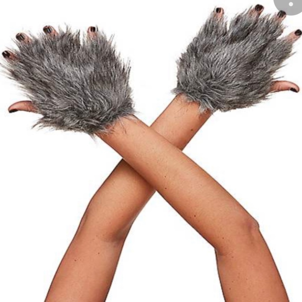 Spirit Faux Fur Fingerless Mittens (NIP)